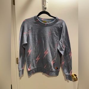 Blue/purple/pink aviator nation lightning bolt crewneck